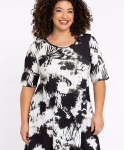 YOEK Tuniek wide bottom HANNELORE | Grote maten tuniek | Zwart | Maat 38/40