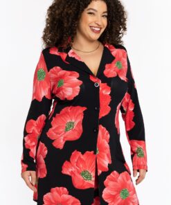 YOEK Lange blazer PETALS | Rood | Maat 42/44