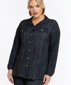 YOEK Blouse flare DENIM | Zwart | Maat 58/60