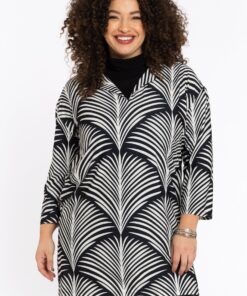 YOEK Tuniek PALM | Grote maten tuniek | Zwart | Maat 50/52