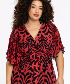 YOEK Maxi-jurk IKAT | Rood | Maat 50/52