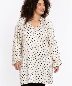 YOEK Tuniek DOTTY | Grote maten tuniek | Beige | Maat 54/56