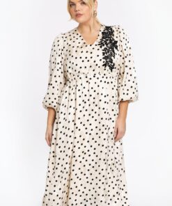 YOEK Jurk DOTTY | Beige | Maat 54/56