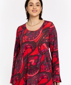 YOEK Tuniek wide bottom GLORIA | Grote maten tuniek | Rood | Maat 42/44