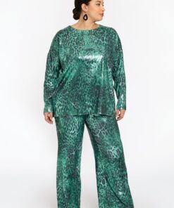 YOEK Pantalon MOIRA | Groen | Maat 42/44