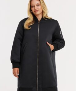 YOEK Lang bomberjack SATIN | Zwart | Maat 42/44