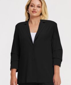 YOEK Blazer geplooide mouw | Zwart | Maat 54/56