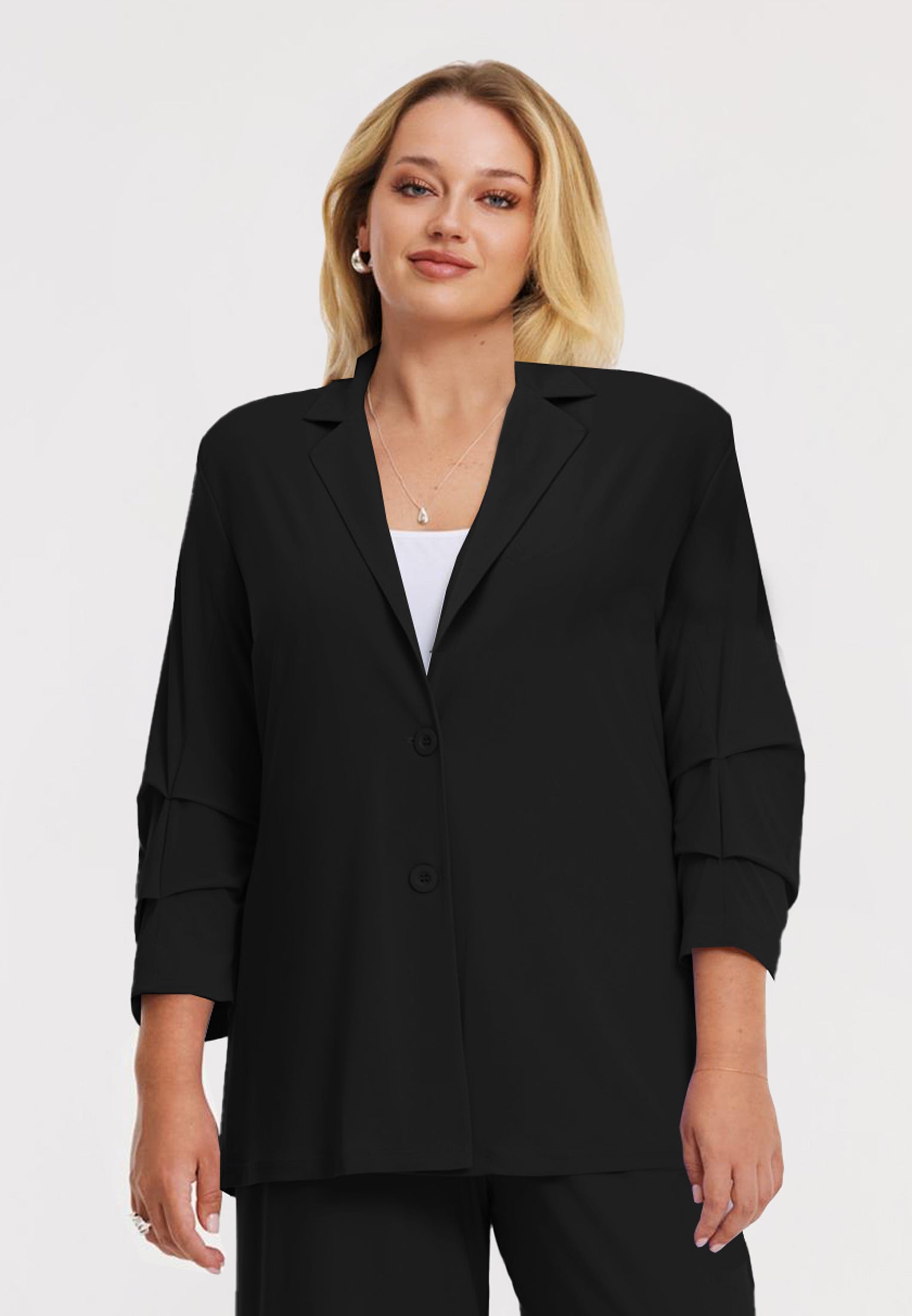YOEK Blazer geplooide mouw | Zwart | Maat 54/56