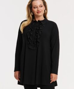 YOEK Blouse wide bottom | Zwart | Maat 42/44