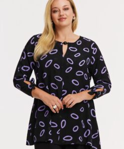 YOEK Tuniek flare LOOPS | Grote maten tuniek | Zwart | Maat 42/44