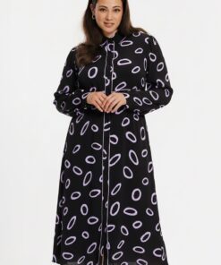 YOEK Jurk LOOPS | Zwart | Maat 54/56