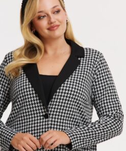 YOEK Blazer loose CHECK | Zwart | Maat 50/52