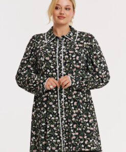 YOEK Blouse wide bottom GAROFANI | Zwart | Maat 58/60