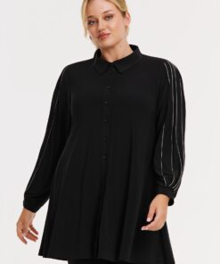YOEK Blouse wide bottom | Zwart | Maat 42/44