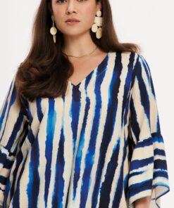 YOEK Tuniek RIPPLES | Grote maten tuniek | Blauw | Maat 50/52