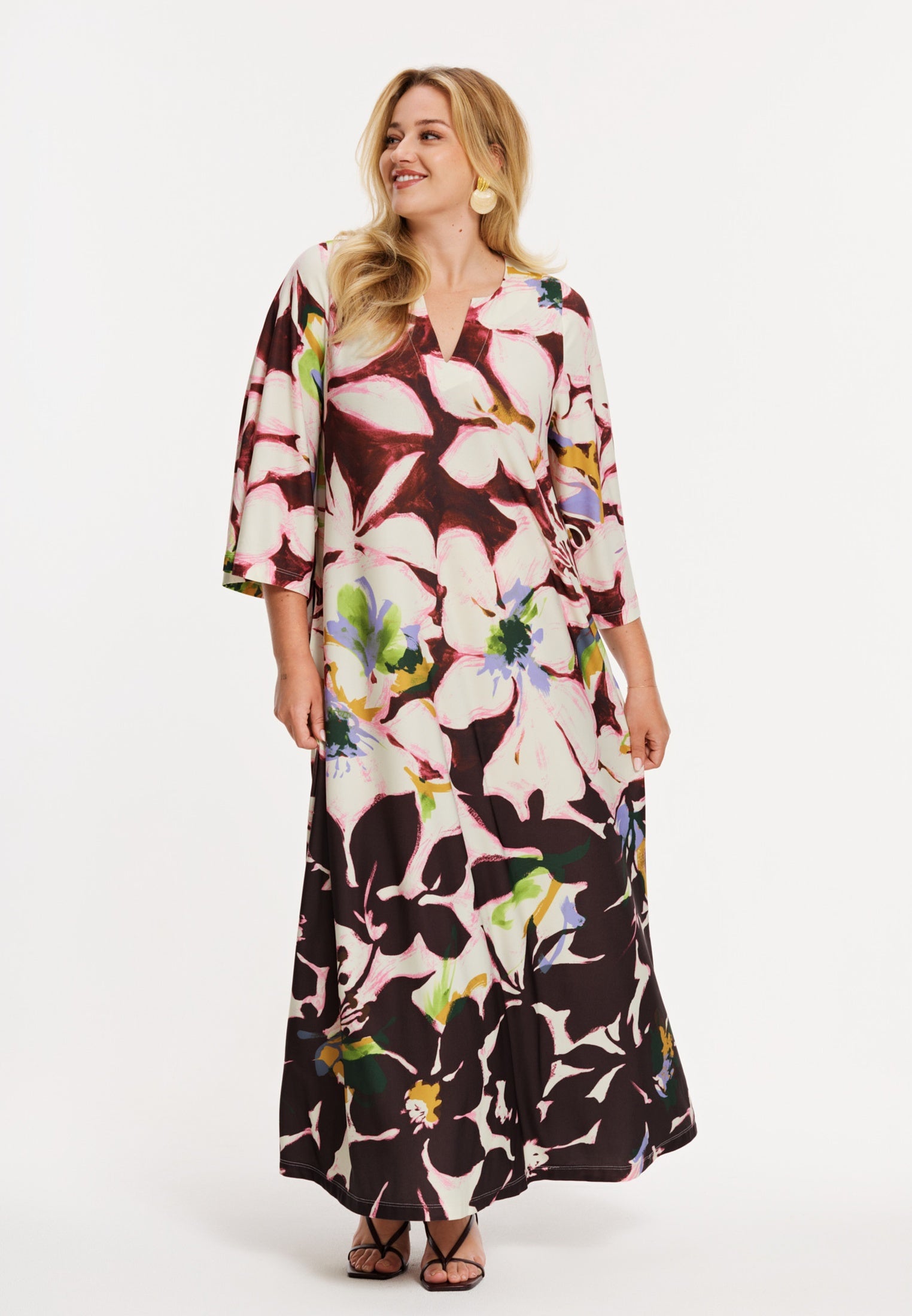YOEK Maxi-jurk ELODEA | Bordeaux | Maat 42/44