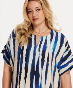 YOEK Kaftan RIPPLES | Blauw | Maat 54/56