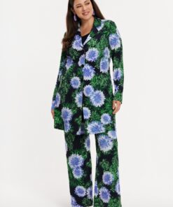 YOEK Broek FULL BLOSSOM | Blauw | Maat 50/52