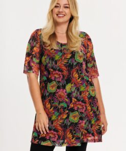 YOEK Tuniek wide bottom LOTUS | Grote maten tuniek | Multi | Maat 42/44