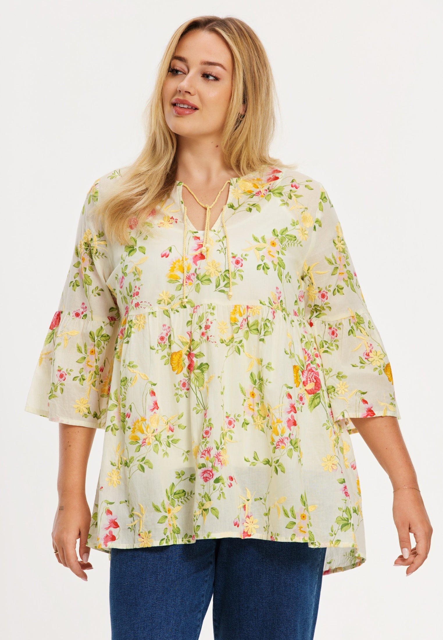 YOEK Tuniek MARYGOLD | Grote maten tuniek | Geel | Maat 46/48