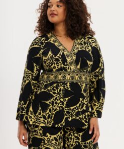 YOEK Tuniek PARADISE | Grote maten tuniek | Geel | Maat 46/48
