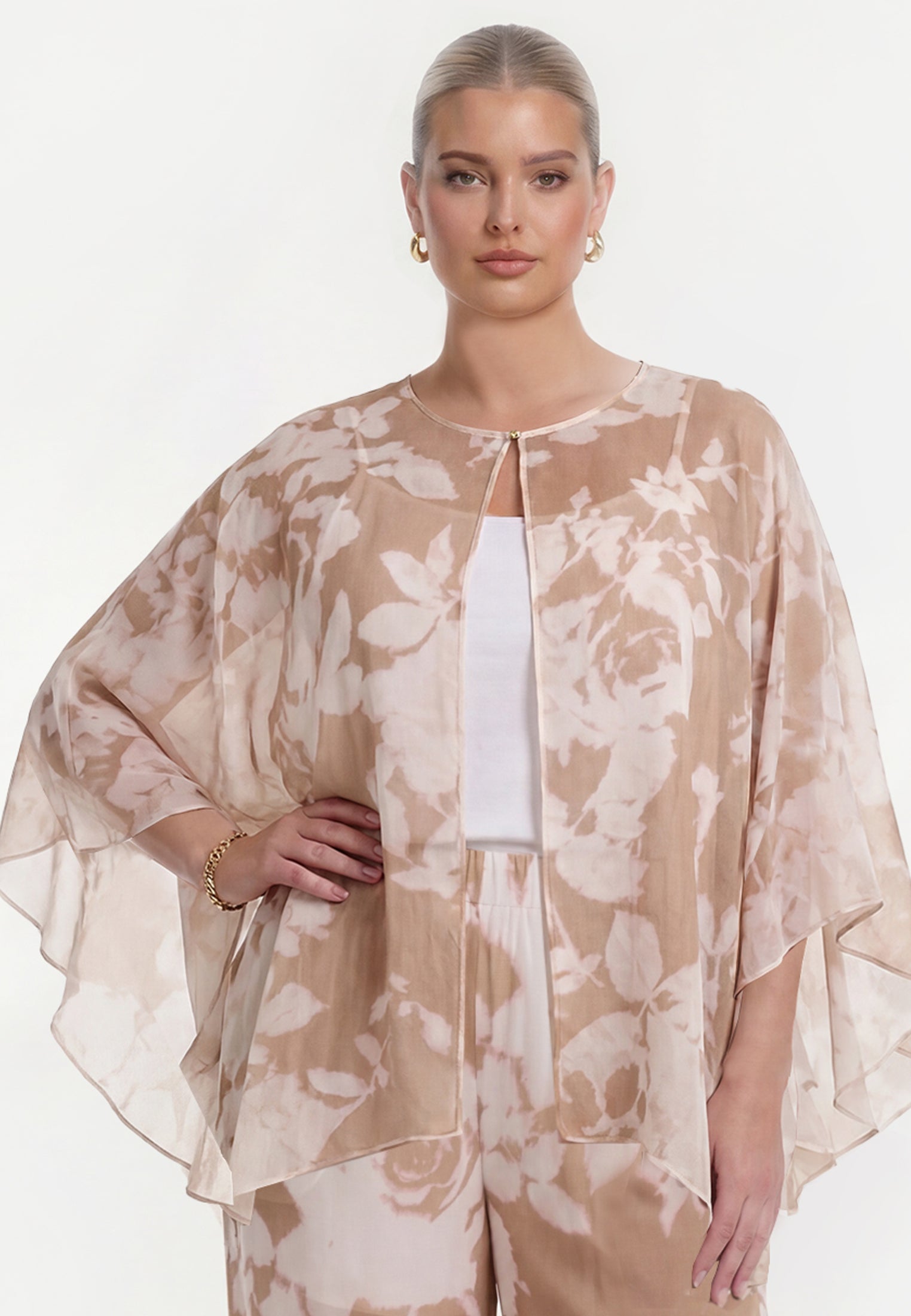 YOEK Bolero BLURRED ROSES | Lichtbruin | Maat 58/60