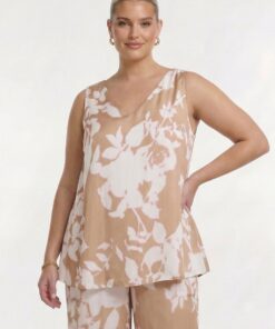 YOEK Singlet BLURRED ROSES | Lichtbruin | Maat 54/56