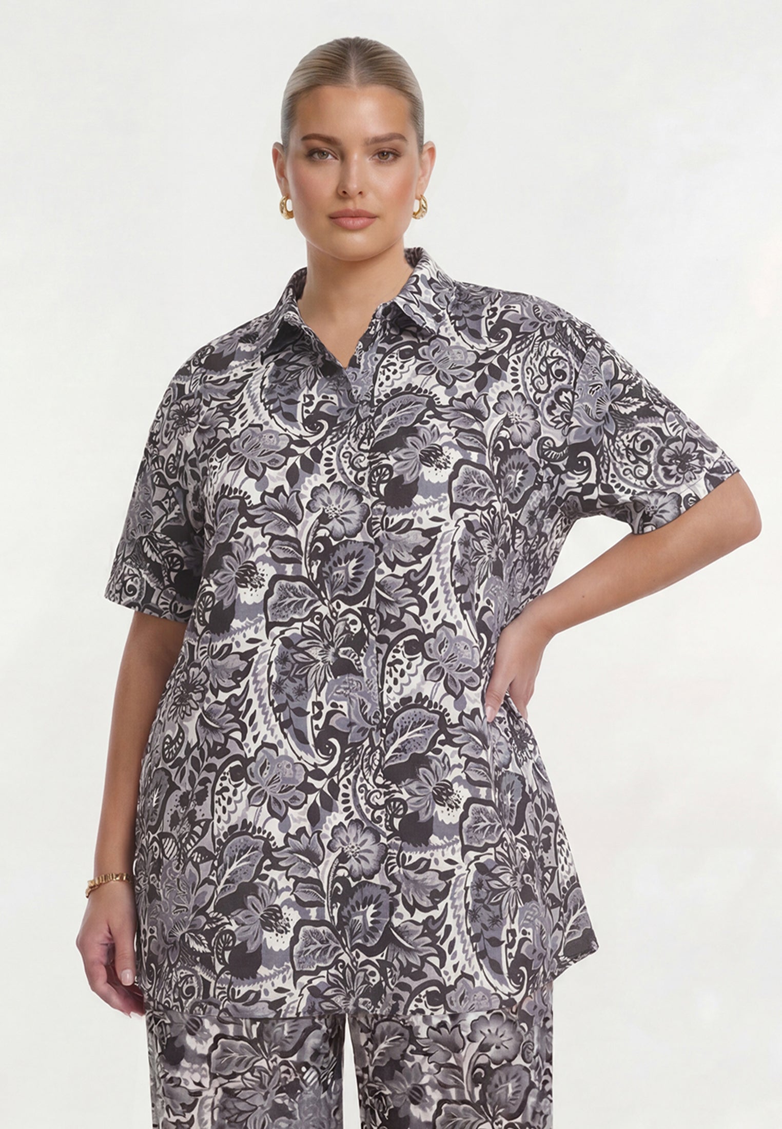 YOEK Blouse AQUABEL | Grijs | Maat 46/48