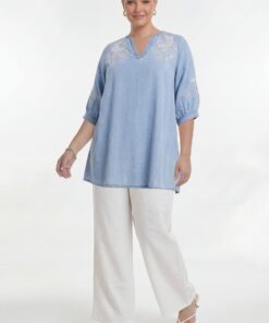 YOEK Tuniek SWEET | Grote maten tuniek | Lichtblauw | Maat 46/48