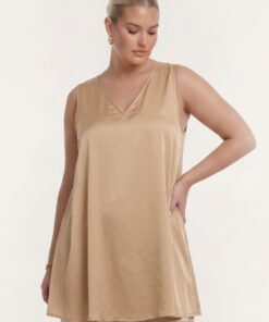 YOEK Singlet Swing SATIN SAND | Lichtbruin | Maat 42/44