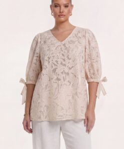 YOEK Tuniek PREPPY | Grote maten tuniek | Lichtbruin | Maat 42/44
