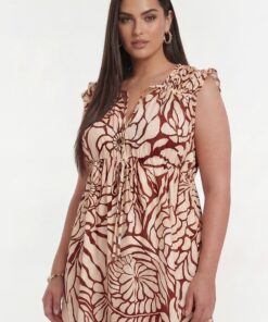 YOEK Maxi-jurk BLOOMPOPPY | Bordeaux | Maat 46/48