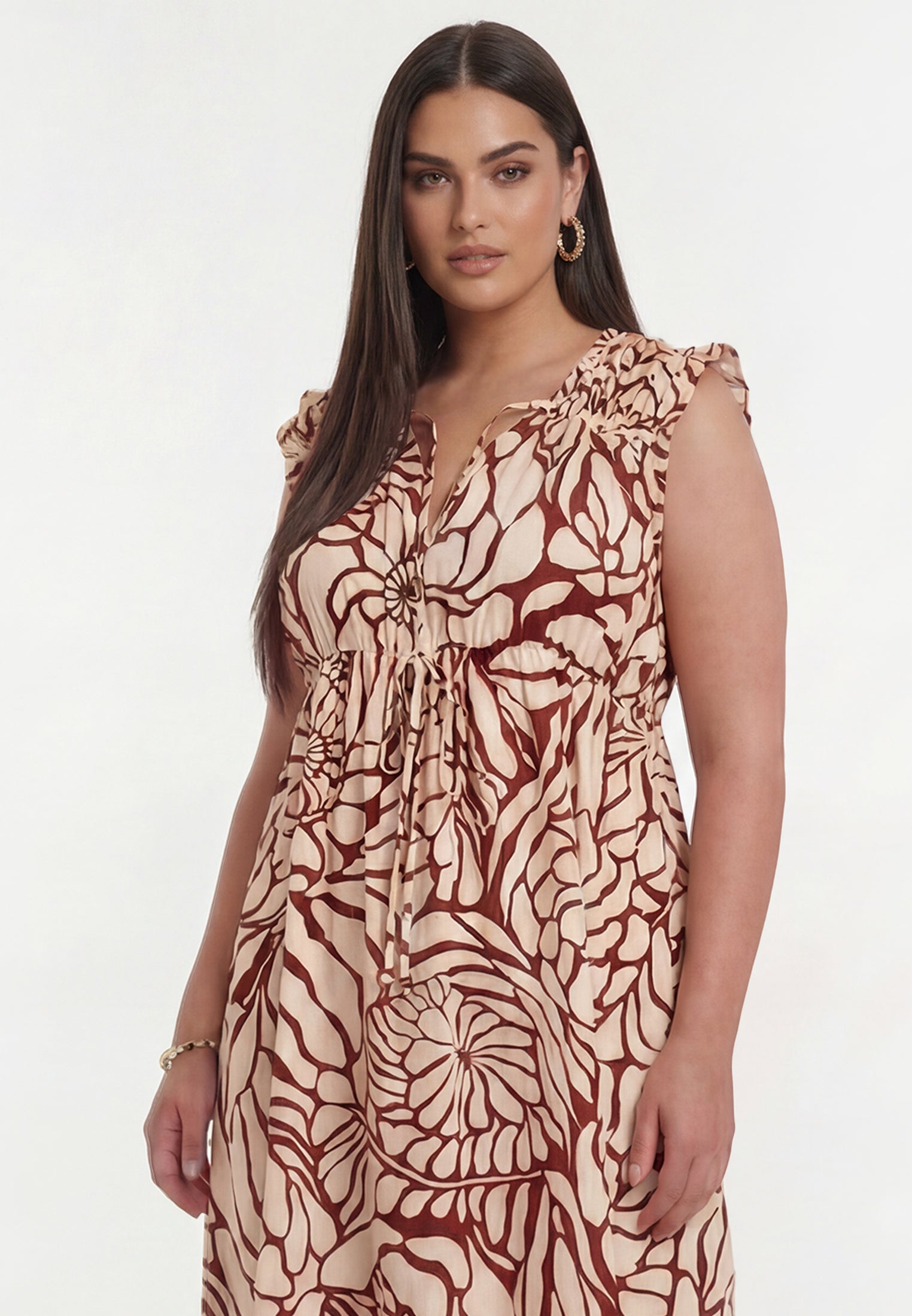 YOEK Maxi-jurk BLOOMPOPPY | Bordeaux | Maat 46/48