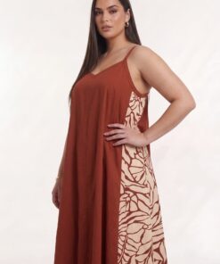 YOEK Maxi-jurk Swing BRICK | Bordeaux | Maat 50/52