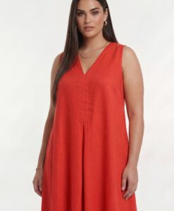 YOEK Jurk swing | Light Red | Maat 42/44