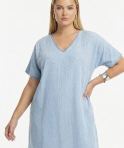 YOEK Jurk INDIGO | Lichtblauw | Maat 46/48
