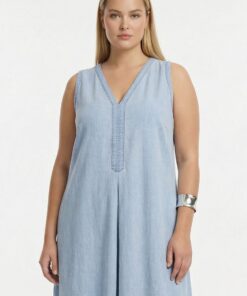 YOEK Jurk swing INDIGO | Lichtblauw | Maat 46/48