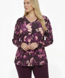 YOEK Tuniek flare CICLAMY | Grote maten tuniek | Paars | Maat 42/44