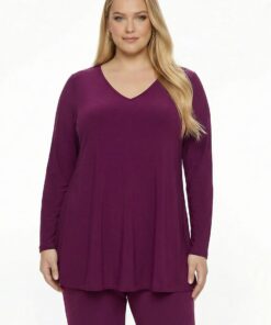 YOEK Tuniek flare | Grote maten tuniek | Paars | Maat 54/56
