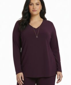 YOEK Top V-Hals | Dark Purple | Maat 46/48