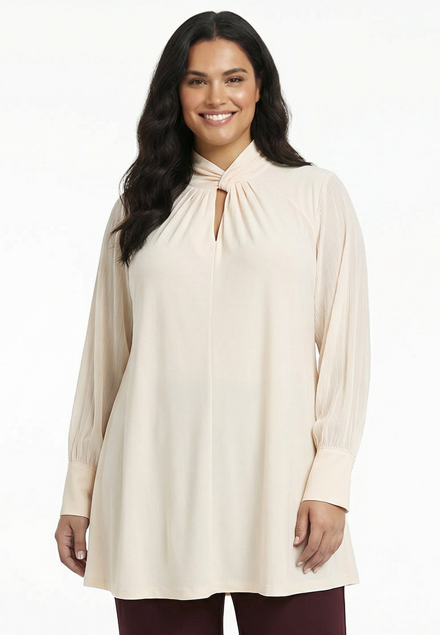 YOEK Tuniek wide bottom R-DOLCE | Grote maten tuniek | Roze | Maat 46/48