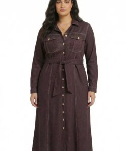 YOEK Midi-jurk DENIM BROWN | Bruin | Maat 54/56