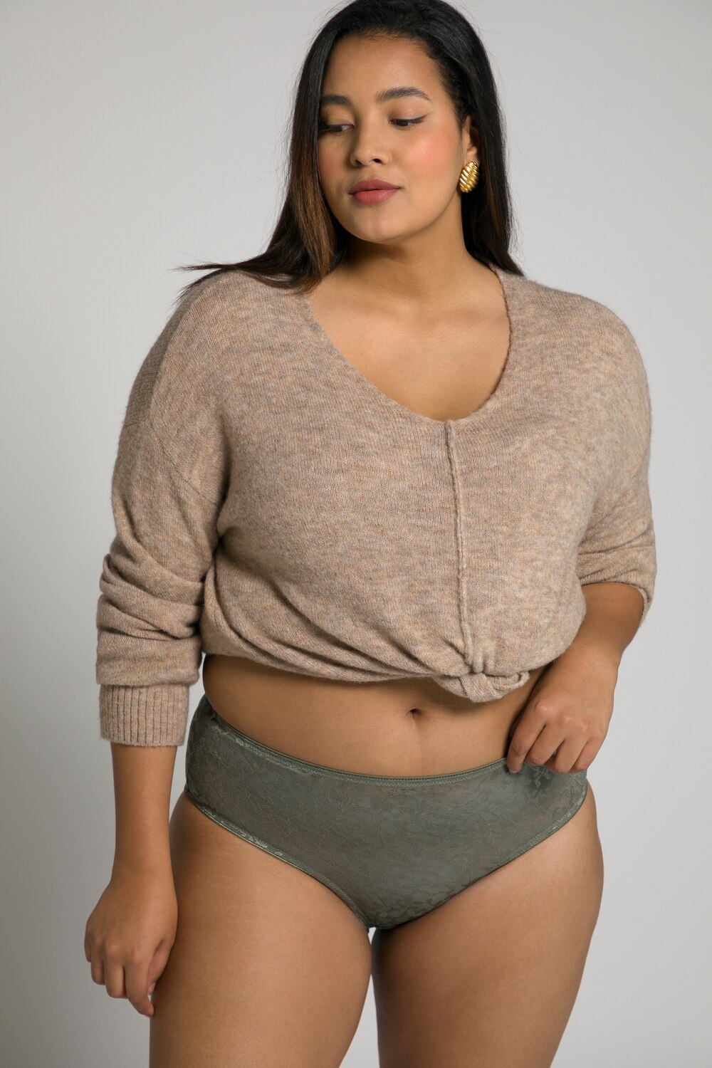 Grote Maten slip, Dames, groen, Maat: 54/56, Katoen/Synthetische vezels/Elastaan, Ulla Popken