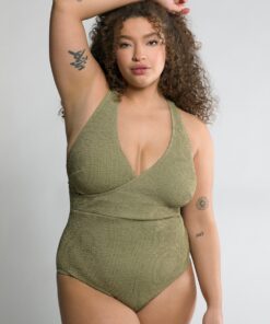 Grote Maten badpak, Dames, groen, Maat: 44, Polyester/Synthetische vezels/Elastaan, Studio Untold