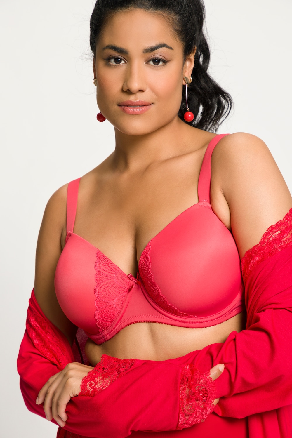 Grote Maten beugelbeha, Dames, rood, Maat: 85B, Synthetische vezels/Elastaan, Ulla Popken