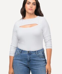 Grote Maten Bodysuit, Dames, wit, Maat: 50/52, Katoen, Ulla Popken