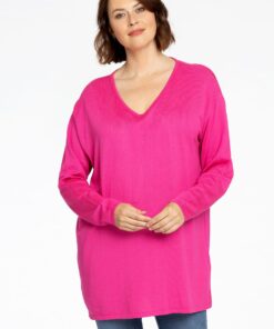 YOEK trui met V-hals | Roze | Maat 38/40