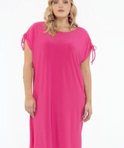 YOEK Jurk met strikjes | Roze | Maat 50/52