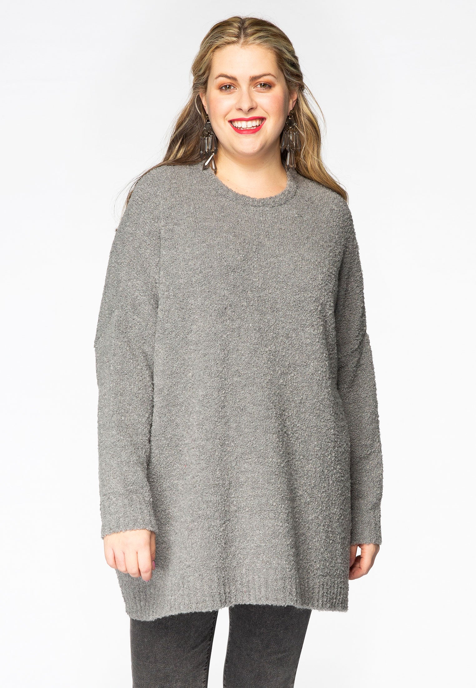 YOEK Pullover wijd TEDDY | Grijs | Maat 42/44