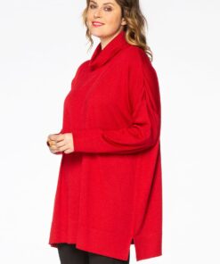 YOEK Pullover wijd met col | Rood | Maat 50/52